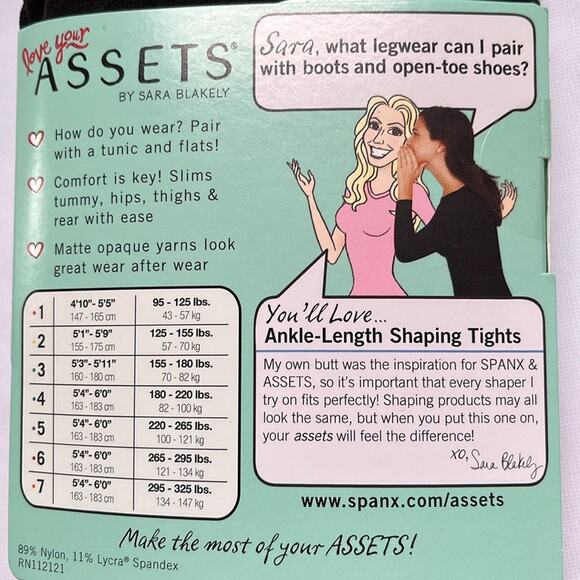 Spanx Love Your Assets Ankle Length Shaping Tights Black Size 3 Slims Tummy Hips - Picture 6 of 7